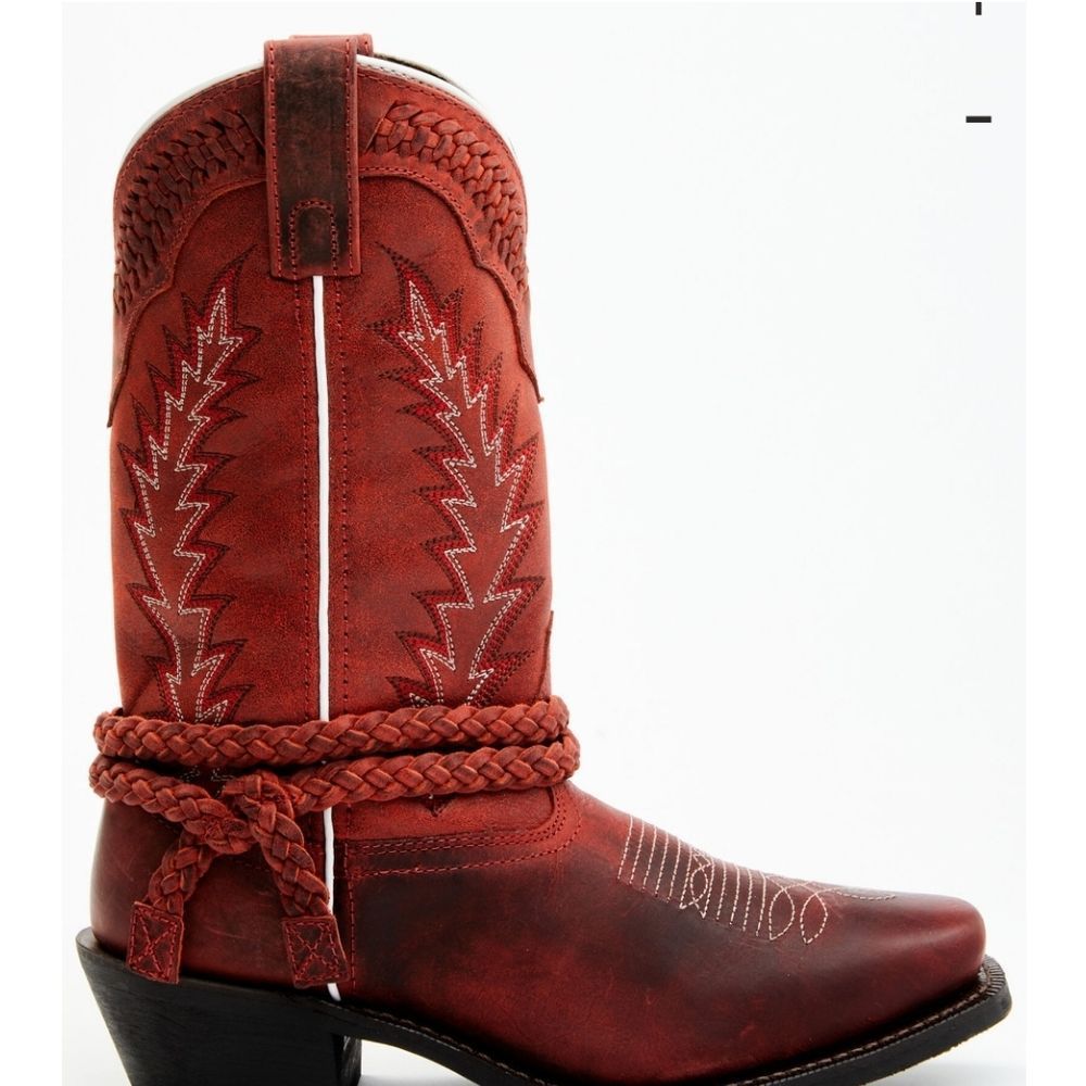 Laredo Knot In Time Square Toe Boots-Red - Picture 2 of 12